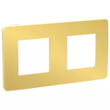 NU280459 Рамка Unica Studio Metal Золото / Белый 2-постовая Schneider Electric