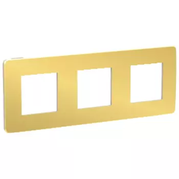 NU280660 Рамка Unica Studio Metal Золото / Бежевый 3-постовая Schneider Electric