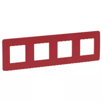 NU280813 Рамка Unica Studio Color Красный / Белый 4-постовая Schneider Electric