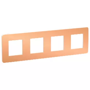 NU280857 Рамка Unica Studio Metal Медь / Белый 4-постовая Schneider Electric