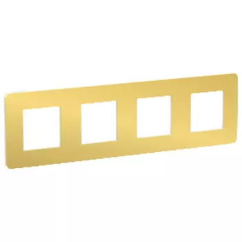 NU280859 Рамка Unica Studio Metal Золото / Белый 4-постовая Schneider Electric