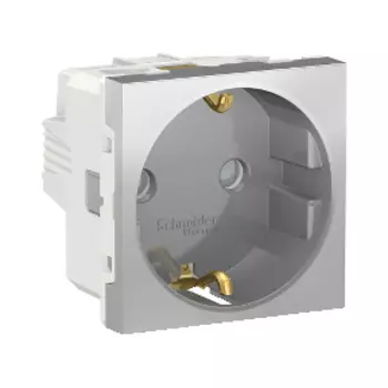 NU303730 Розетка с заземл., со шторк., винт. зажим, 16А, 250В, 2 мод Алюминий Schneider Electric