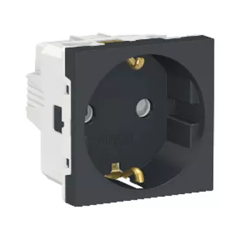 NU303754 Розетка с заземл., со шторк., винт. зажим, 16А, 250В, 2 мод Антрацит Schneider Electric