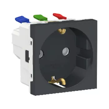NU305754 Розетка с зазем., со штор., с быстроз. клем., 16А 250В, 2мод Антрацит Schneider Electric
