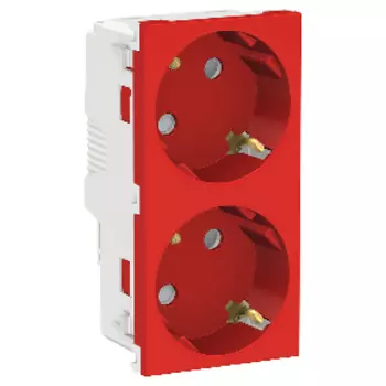 NU306703A Розетка двойная, со шторками, с заземлением, винт. зажим., Красный Schneider Electric