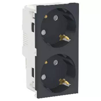 NU306754A Розетка двойная, со шторками, с заземлением, винт. зажим., Антрацит Schneider Electric