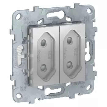NU503130 Розетка 2-Модульная, без зазем., со шторк, винт. зажим, 10 А, Алюминий Schneider Electric
