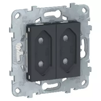 NU503154 Розетка 2-Модульная, без зазем., со шторк, винт. зажим, 10 А, Антрацит Schneider Electric