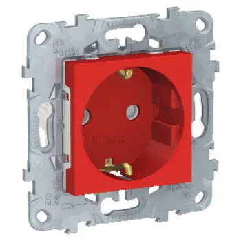 NU503703 Розетка с заземлением, со шторками, винт. зажим, 16 А, 250 В, ЫЙ Красный Schneider Electric