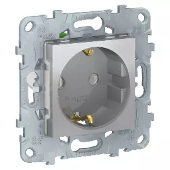 NU505630 Розетка с заземлением,без шторок,с быстрозажимными клеммами, Алюминий Schneider Electric