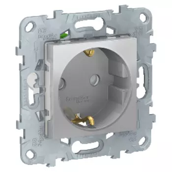 NU505730 Розетка с заземлением,со шторками,с быстрозажимными клеммами, Алюминий Schneider Electric