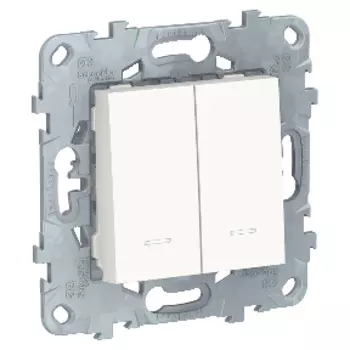 NU521118N Выключатель 2-клавишный, 2 модуля, с подсветкой, 2 х сх. 1а, Белый Schneider Electric