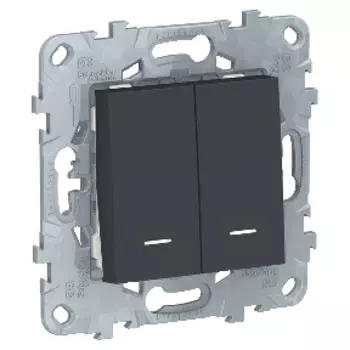 NU521154N Выключатель 2-клавишный, 2 модуля, с подсветкой, 2 х сх. 1а, Антрацит Schneider Electric