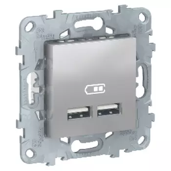 NU541830 Розетка USB, 2-местная, 5 В / 2100 мА, Алюминий Schneider Electric