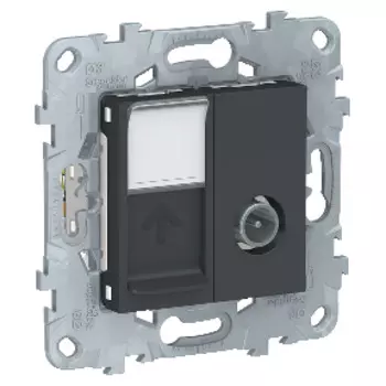 NU547054 Розетка TV одиночная + комп. RJ45 кат.6 UTP, 1 Модуль, Антрацит Schneider Electric