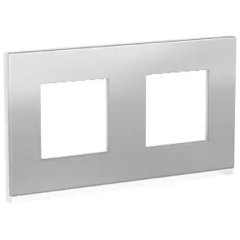 NU600480 Рамка Unica Pure Алюминий матовый / Белый 2-постовая Schneider Electric