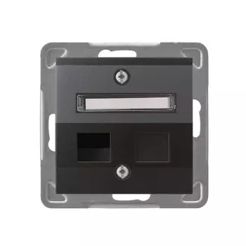 Ospel Impresja Антрацит Накладка компьютерной pозетки наклонной 1-й, без рамки GPK-1YS/p/50