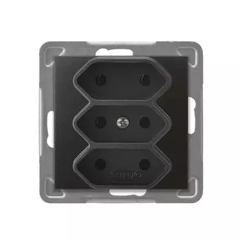 Ospel Impresja Антрацит Розетка 3-я (в одну коробку) для узких вилок б/з EURO, без рамки GP-3Y/m/50