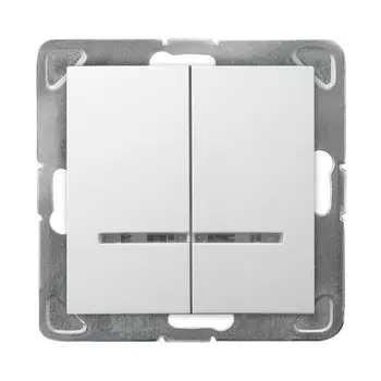 Ospel Impresja Белый Выключатель 2-клавишный с подсветкой, без рамки LP-2YS/m/00