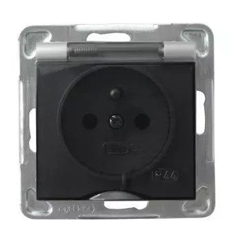 Ospel Impresja Серебро Розетка 1-ая с/з IP44 с крышкой польск.станд, без рамки GPH-1YZ/m/18/d