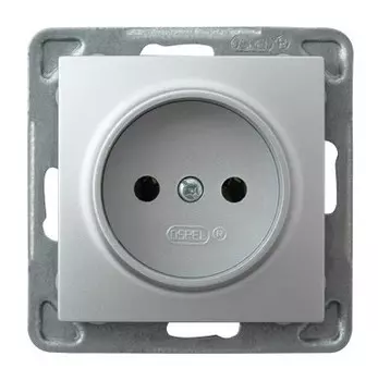 Ospel Impresja Серебро Розетка 1-я б/з, без рамки GP-1Y/m/18