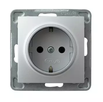 Ospel Impresja Серебро Розетка 1-я с/з Schuko, без рамки GP-1YS/m/18