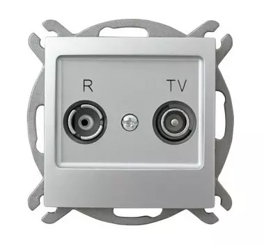 Ospel Impresja Серебро Розетка антенная проходная ZAP-10, без рамки GPA-10YP/m/18