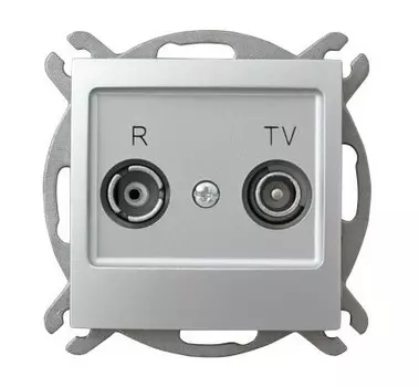 Ospel Impresja Серебро Розетка антенная проходная ZAP-14, без рамки GPA-14YP/m/18