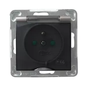 Ospel Impresja Титан Розетка 1-ая с/з IP44 с крышкой польск.станд, со шторками, без рамки GPH-1YZP/m/23/d