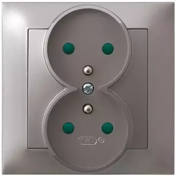 Ospel Impresja Титан Розетка 2-я с/з польск.станд со шторками, с рамкой GP-2YZP/23