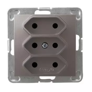 Ospel Impresja Титан Розетка 3-я (в одну коробку) для узких вилок б/з EURO, без рамки GP-3Y/m/23