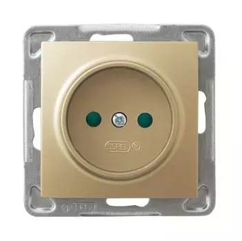 Ospel Impresja Золотой металлик Розетка 1-я б/з со шторками, без рамки GP-1YP/m/28