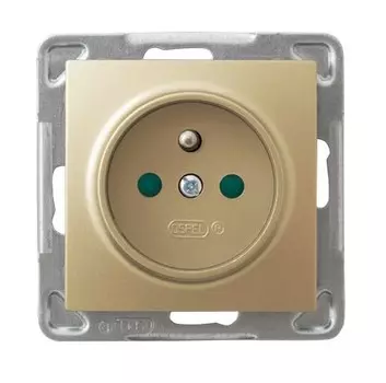 Ospel Impresja Золотой металлик Розетка 1-я с/з польск.станд со шторками, без рамки GP-1YZP/m/28