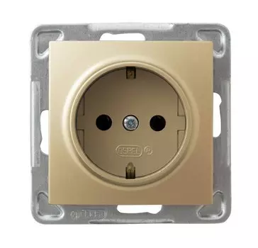 Ospel Impresja Золотой металлик Розетка 1-я с/з Schuko, без рамки GP-1YS/m/28
