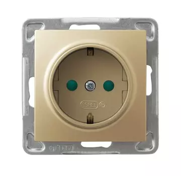 Ospel Impresja Золотой металлик Розетка 1-я с/з Schuko со шторками, без рамки GP-1YSP/m/28