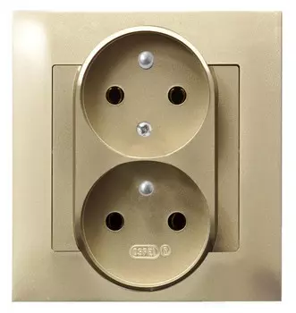 Ospel Impresja Золотой металлик Розетка 2-яс/з польск.станд, с незаменяемыми фазами GP-2YC/28