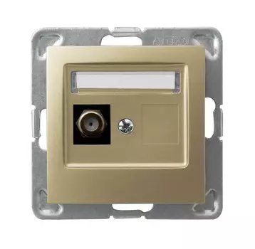 Ospel Impresja Золотой металлик Розетка антенная одинарная тип Ф, без рамки GPA-1YF/m/28