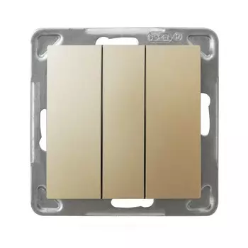 Ospel Impresja Золотой металлик Выключатель 3-клавишный, без рамки LP-13Y/m/28