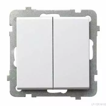 Ospel Sonata Белый Переключатель 2-клавишный (сх.6+6), без рамки LP-10R/m/00