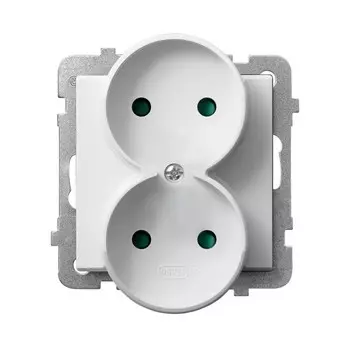 Ospel Sonata Белый Розетка 2-я б/з со шторками (для монтажа в многопоставных рамках), без рамки GP-2RRP/m/00