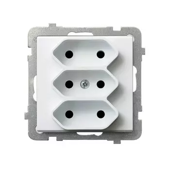 Ospel Sonata Белый Розетка 3-я (в одну коробку) для узких вилок б/з EURO, без рамки GP-3R/m/00