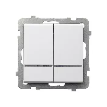 Ospel Sonata Белый Выключатель 2-клавишный с подсветкой, без рамки LP-2RS/m/00