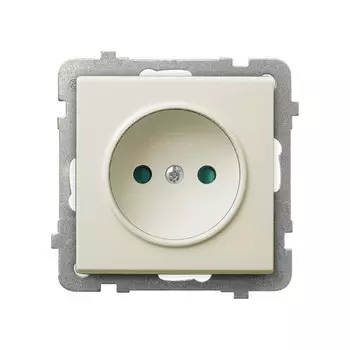 Ospel Sonata Бежевый Розетка 1-я б/з со шторками, без рамки GP-1RP/m/27