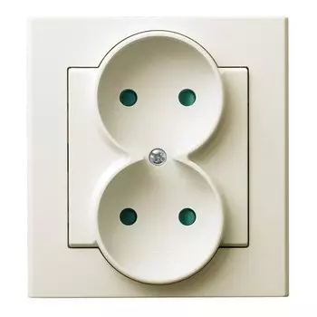 Ospel Sonata Бежевый Розетка 2-я б/з со шторками, с рамкой GP-2RP/27