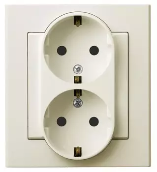 Ospel Sonata Бежевый Розетка 2-я с/з Schuko, с рамкой GP-2RS/27