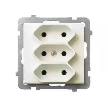 Ospel Sonata Бежевый Розетка 3-я (в одну коробку) для узких вилок б/з EURO, без рамки GP-3R/m/27