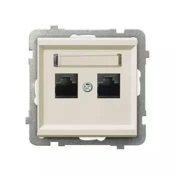 Ospel Sonata Бежевый Розетка компьютерная 2-я, категория 5e, RJ-45, без рамки GPK-2R/K/m/27
