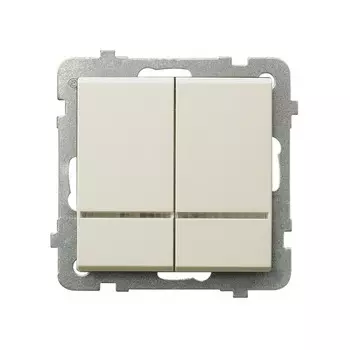 Ospel Sonata Бежевый Выключатель 2-клавишный с подсветкой, без рамки LP-2RS/m/27