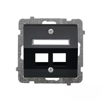 Ospel Sonata Черный металлик Накладка компьютерной розетки наклонной 2-й, без рамки GPK-2RS/p/33
