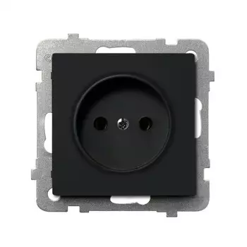Ospel Sonata Черный металлик Розетка 1-я б/з, без рамки GP-1R/m/33